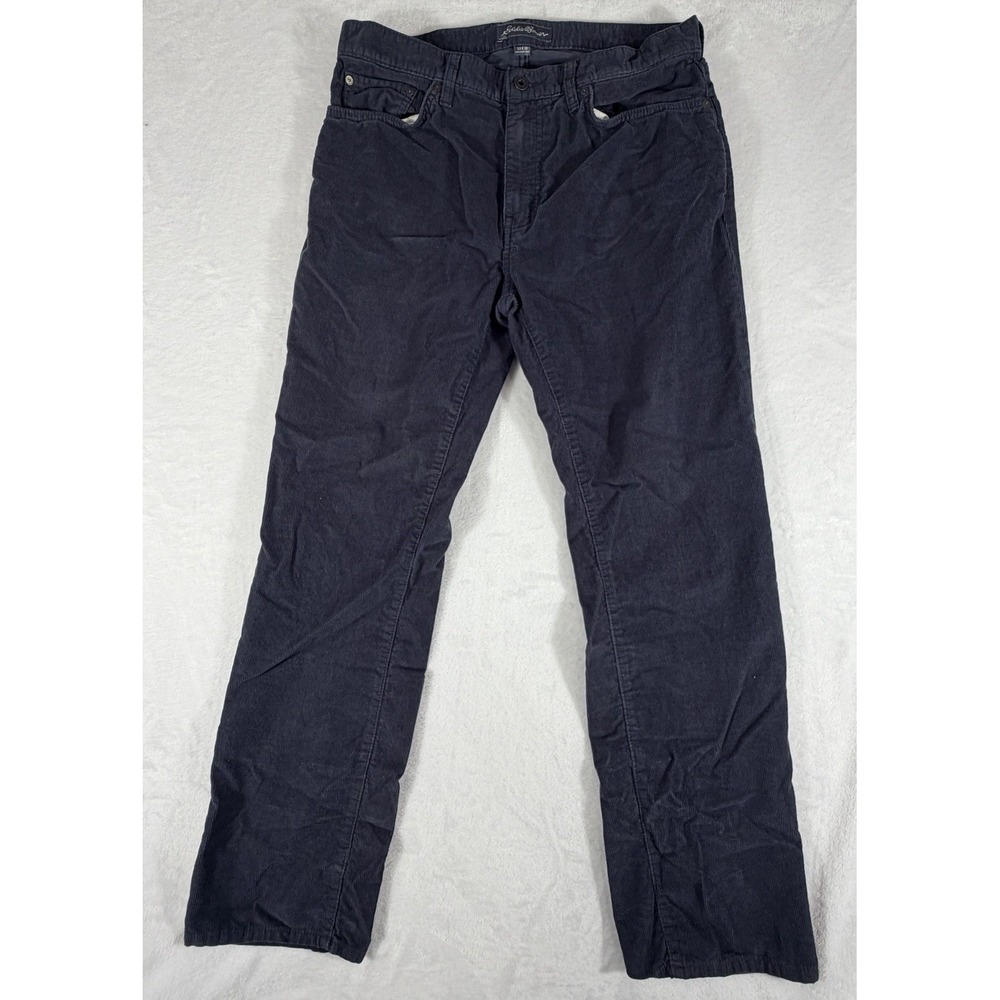 Eddie Bauer Pants Men's 33x32 Navy Corduroy Cotton Straight Leg Casual Preppy